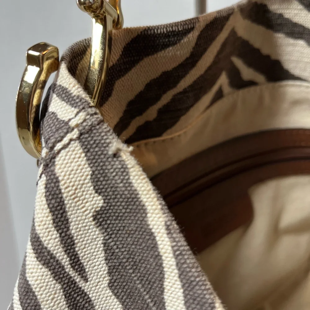 Michael Kors Zebra Print Canvas/Leather Satchel